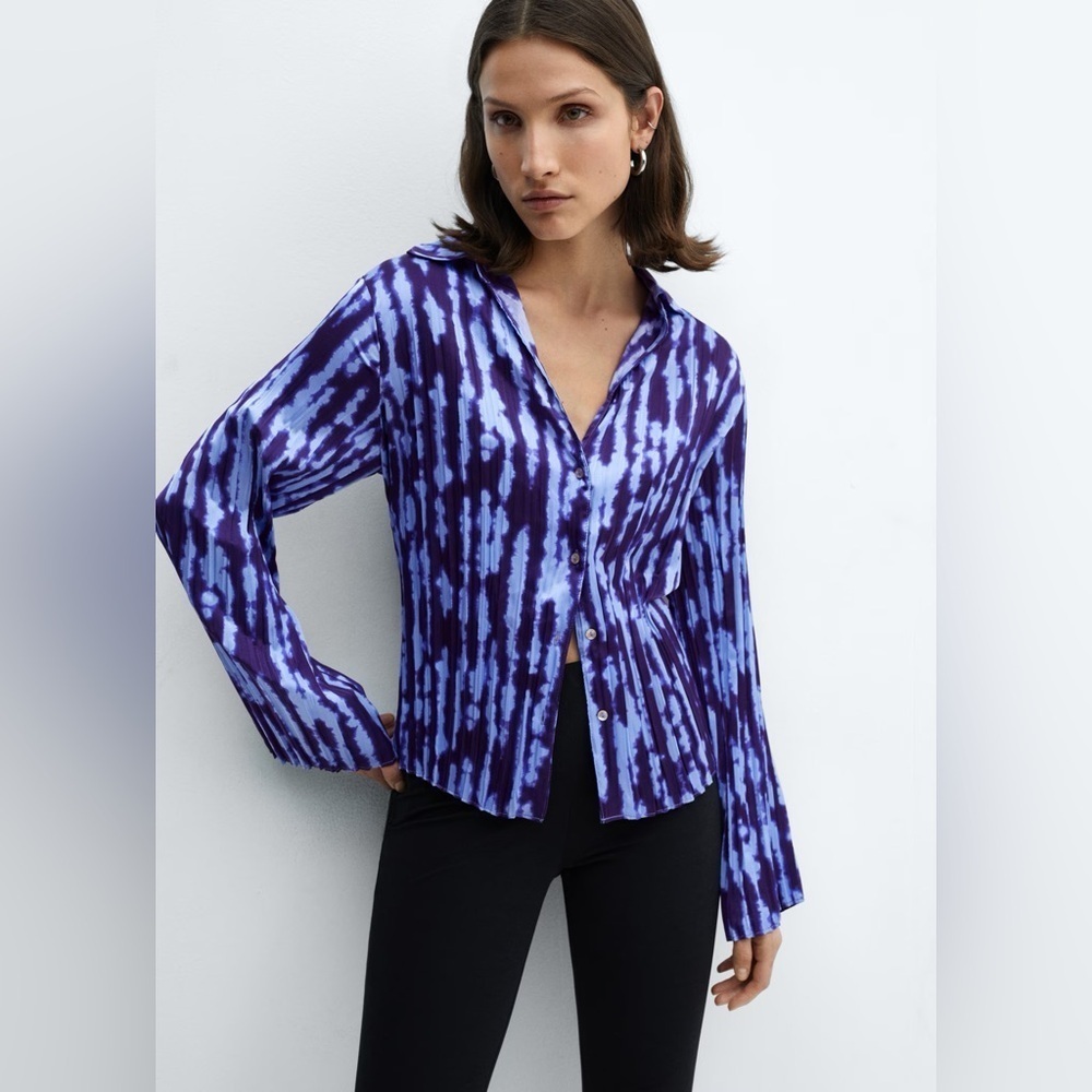 Mango blue printed shirted shirt NWT